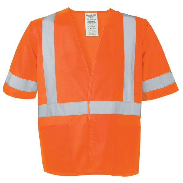 Ironwear Polyester Mesh Safety Vest Class 3 w/ 3 Pockets (Orange/2X-Large) 1291-O-2XL